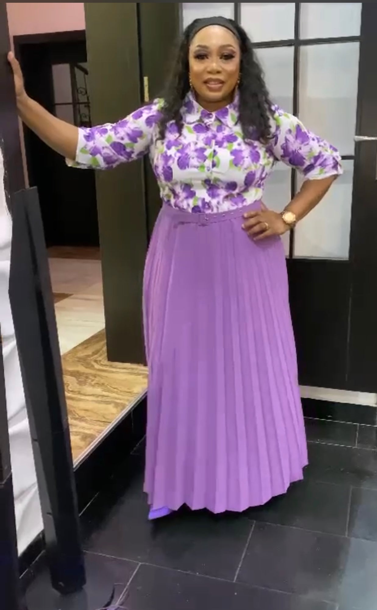 Purple flared dress