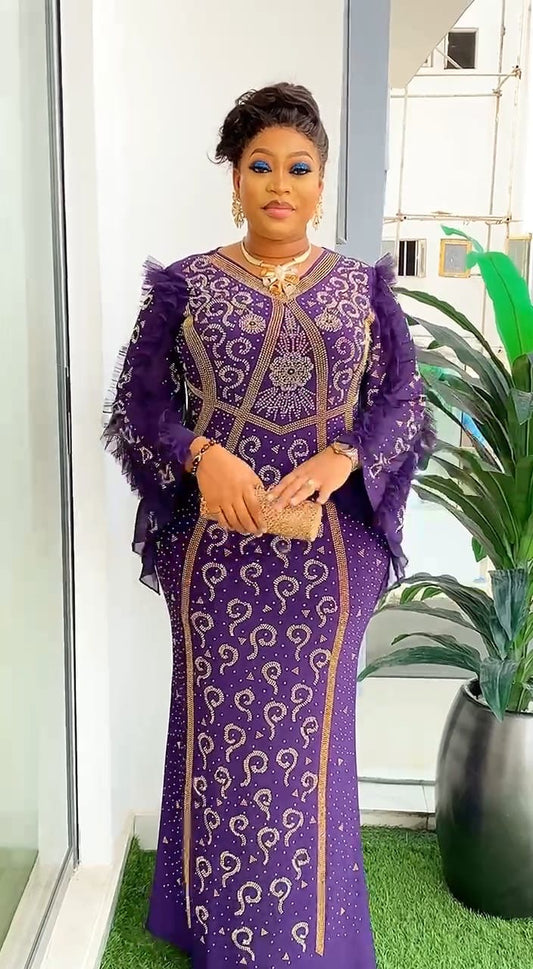 Luxury Purple Beaded Dress